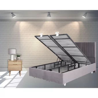 Berksan Uyku Dünyası 180 x 200 cm Başlıklı Çift Kişilik Sandıklı Baza Krem