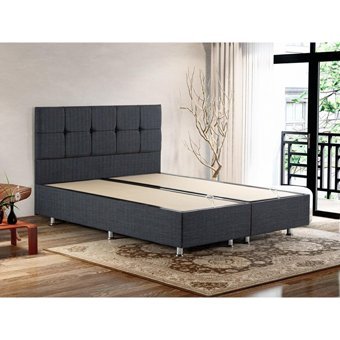 Niron Notte 120 x 200 cm Ayrılabilen Yataklı Başlıklı Çift Kişilik Sandıklı Baza Seti Füme
