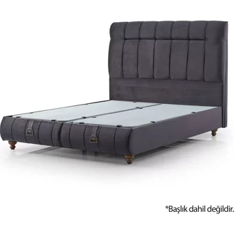 Armis Barok 180 x 200 cm Başlıksız Çift Kişilik Sandıklı Baza Antrasit