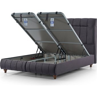 Armis Barok 180 x 200 cm Başlıksız Çift Kişilik Sandıklı Baza Antrasit