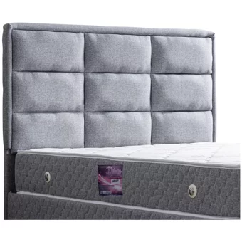 Setay Grande 190 x 140 cm Ayrılabilen Yataklı Başlıklı Çift Kişilik Sandıklı Baza Seti Gri