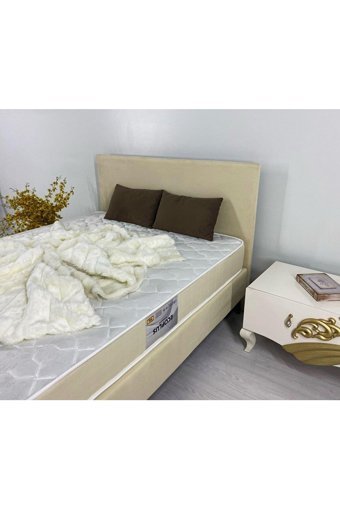 İpek Mobilya Ecostil 140 x 190 cm Yataklı Başlıklı Çift Kişilik Baza Seti Bej