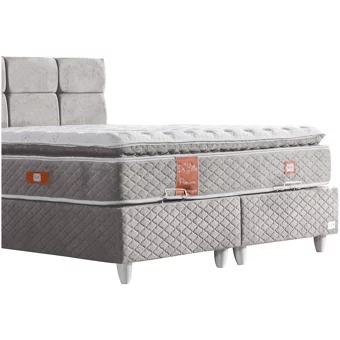 Cesur Gümüş 180 x 200 cm Ayrılabilen Yataklı Başlıklı Çift Kişilik Sandıklı Baza Seti Gri