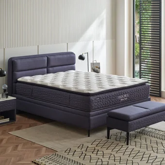 Yataş Bedding Duchess Ultra Care 160 x 200 cm Yataklı Başlıklı Çift Kişilik Sandıklı Baza Seti Lacivert