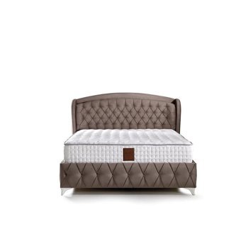 Md Siola 150 x 200 cm Yataklı Başlıklı Çift Kişilik Sandıklı Baza Seti Kahve
