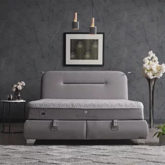 Armis Space 180 x 200 cm Yataklı Başlıklı Çift Kişilik Sandıklı Baza Seti Bej