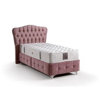 Mobilya Dükkanım Angel - Smart 100x200 cm Başlıklı Yataklı Sandıklı Tek Kişilik Baza Seti Pembe