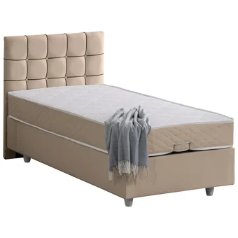 Setay Tavira 90x200 cm Başlıklı Yataklı Sandıklı Tek Kişilik Baza Seti Bej