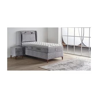 Mobilya Dükkanım Truva 100x200 cm Başlıklı Yataklı Sandıklı Tek Kişilik Baza Seti Siyah