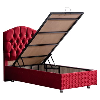 Setay Zümrüt 100x200 cm Başlıklı Sandıklı Tek Kişilik Baza Seti Bordo