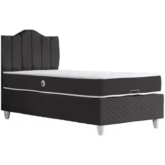 Cesur Trend 120x200 cm Başlıklı Yataklı Sandıklı Tek Kişilik Baza Seti Antrasit