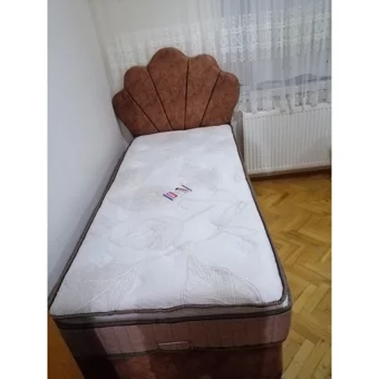 Tuana Papatya 90x190 cm Başlıklı Yataklı Sandıklı Tek Kişilik Baza Seti Kahverengi