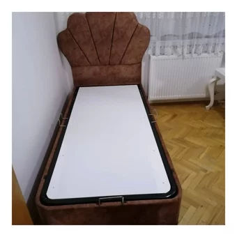 Tuana Papatya 90x190 cm Başlıklı Yataklı Sandıklı Tek Kişilik Baza Seti Kahverengi