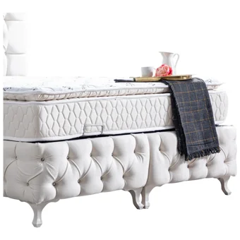 Setay Roma 190 x 140 cm Ayrılabilen Yataklı Başlıklı Çift Kişilik Sandıklı Baza Seti Krem
