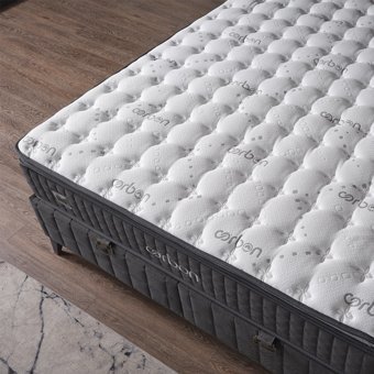Armis Carbon 150 x 200 cm Yataklı Başlıklı Çift Kişilik Sandıklı Baza Seti Siyah