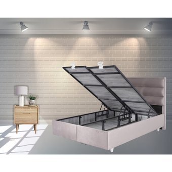 Berksan Uyku Dünyası 100 x 200 cm Ayrılabilen Başlıklı Çift Kişilik Sandıklı Baza Seti Krem