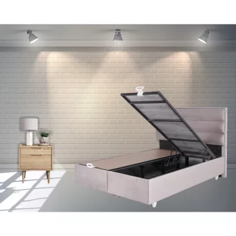 Berksan Uyku Dünyası 100 x 200 cm Ayrılabilen Başlıklı Çift Kişilik Sandıklı Baza Seti Krem