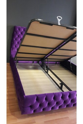 Niva Baza 150 x 200 cm Başlıklı Çift Kişilik Sandıklı Baza Seti Mor