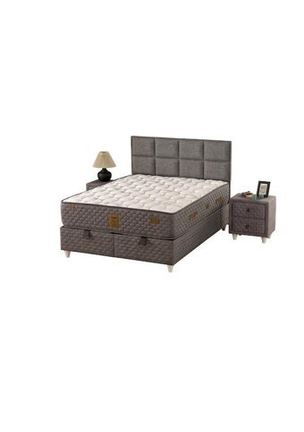 Trend 150 x 200 cm Ayrılabilen Yataklı Başlıklı Çift Kişilik Sandıklı Baza Seti Gri