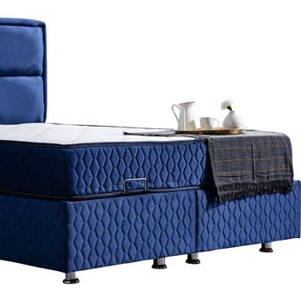 Setay Orthosoft 190 x 140 cm Ayrılabilen Yataklı Başlıklı Çift Kişilik Sandıklı Baza Seti Lacivert