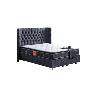 Setay Napoli 140 x 190 cm Ayrılabilen Başlıklı Çift Kişilik Sandıklı Baza Seti Antrasit