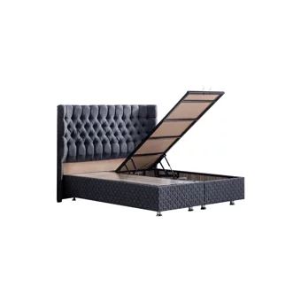 Setay Napoli 140 x 190 cm Ayrılabilen Başlıklı Çift Kişilik Sandıklı Baza Seti Antrasit