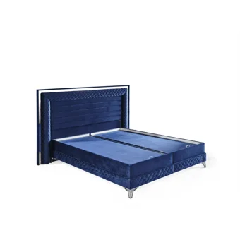 Arleno Bedding Carolin 160 x 200 cm Ayrılabilen Yataklı Başlıklı Çift Kişilik Sandıklı Baza Seti Lacivert