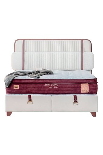Weltew Yatak Sleep Happy 180 x 200 cm Ayrılabilen Başlıklı Çift Kişilik Sandıklı Baza Seti Beyaz