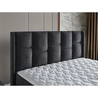 Arleno Bedding Arya 160 x 200 cm Ayrılabilen Yataklı Başlıklı Çift Kişilik Sandıklı Baza Seti Antrasit