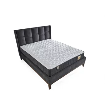 Arleno Bedding Arya 160 x 200 cm Ayrılabilen Yataklı Başlıklı Çift Kişilik Sandıklı Baza Seti Antrasit