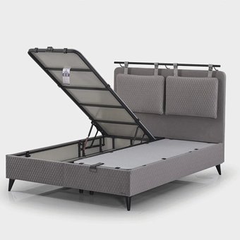 Armis Bamboo 140 x 190 cm Başlıksız Çift Kişilik Sandıklı Baza Gri