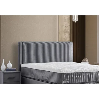 Abc Bedding Beauty 160 x 200 cm Başlıksız Çift Kişilik Sandıklı Baza Gri