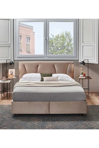 Yataş Somni 100 x 200 cm Başlıklı Çift Kişilik Sandıklı Baza Seti Bej