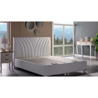 Bellona Verso 160 x 200 cm Ayrılabilen Başlıklı Çift Kişilik Sandıklı Baza Seti Krem