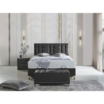 Arleno Bedding Jaguar 160 x 200 cm Ayrılabilen Yataklı Başlıklı Çift Kişilik Sandıklı Baza Seti Antrasit
