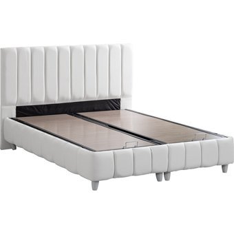 Cesur Narva 150 x 200 cm Ayrılabilen Yataklı Başlıklı Çift Kişilik Sandıklı Baza Seti Beyaz