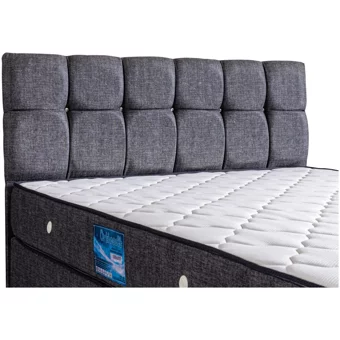 Setay Berlin 200 x 150 cm Ayrılabilen Yataklı Başlıklı Çift Kişilik Sandıklı Baza Seti Gri