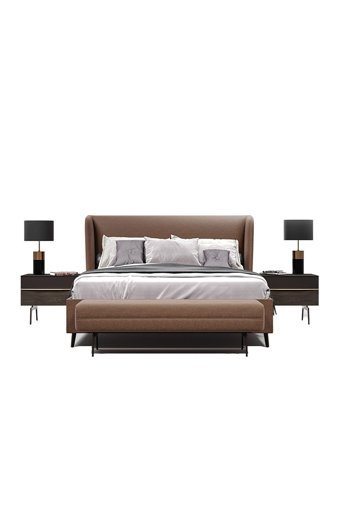 Enza Home Marion 160 x 200 cm Başlıklı Çift Kişilik Sandıklı Baza Seti Kahverengi