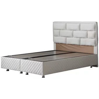 Setay Diego 140 x 190 cm Ayrılabilen Başlıklı Çift Kişilik Sandıklı Baza Seti Krem