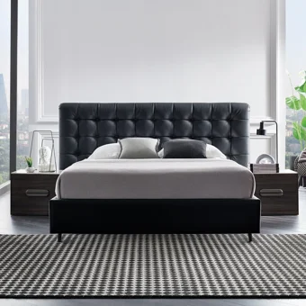Enza Home Giorno 180 x 200 cm Başlıklı Çift Kişilik Sandıklı Baza Seti Gri