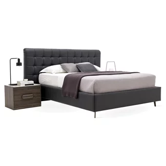 Enza Home Giorno 180 x 200 cm Başlıklı Çift Kişilik Sandıklı Baza Seti Gri
