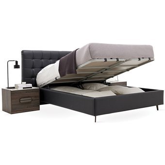 Enza Home Giorno 180 x 200 cm Başlıklı Çift Kişilik Sandıklı Baza Seti Gri
