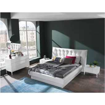 Berrak Mobilya Berrak 160 x 200 cm Başlıklı Çift Kişilik Sandıklı Baza Beyaz