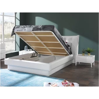Berrak Mobilya Berrak 160 x 200 cm Başlıklı Çift Kişilik Sandıklı Baza Beyaz