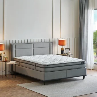 Yataş Fresh Sense 100 x 200 cm Yataklı Başlıklı Çift Kişilik Sandıklı Baza Seti Gri