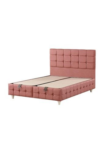 Mobilya Dükkanım Eylül 150 x 200 cm Yataklı Başlıklı Çift Kişilik Sandıklı Baza Seti Pembe