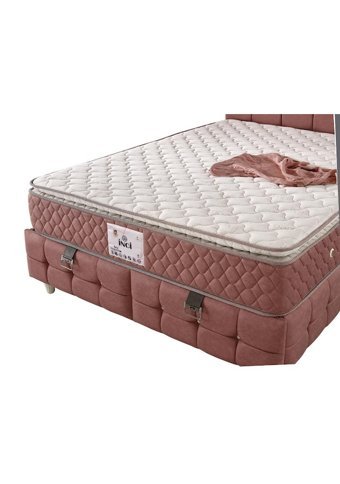Mobilya Dükkanım Eylül 150 x 200 cm Yataklı Başlıklı Çift Kişilik Sandıklı Baza Seti Pembe