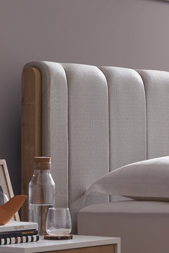 Enza Home Polka 160 x 200 cm Başlıklı Çift Kişilik Sandıklı Baza Seti Bej