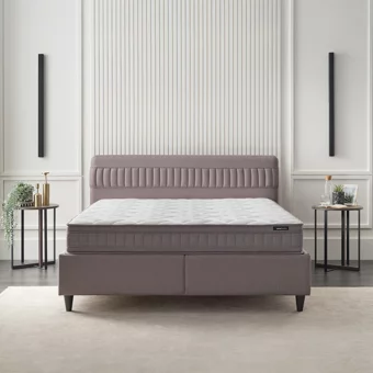 Yataş Somni 140 x 190 cm Yataklı Başlıklı Çift Kişilik Sandıklı Baza Seti Kahverengi