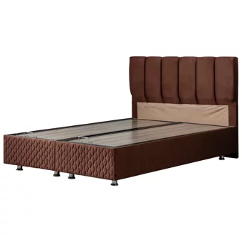 Setay Tetra 200 x 150 cm Ayrılabilen Yataklı Başlıklı Çift Kişilik Sandıklı Baza Seti Koyu Kahve